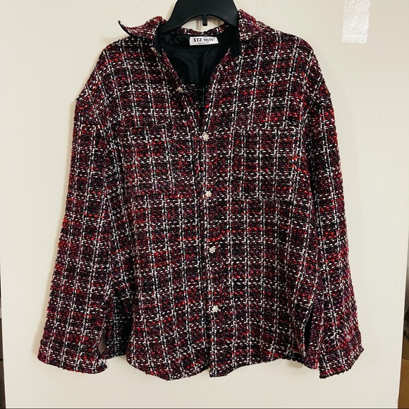 Jackets & Blazers - Plaid button down jacket shirt